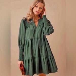 Pomander Place Forest Green Long Sleeve Dress